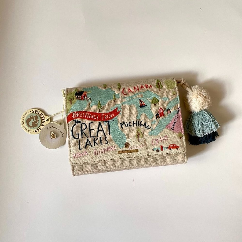 NWT Spartina 449 Great Lakes Embroidered Crossbody Bag